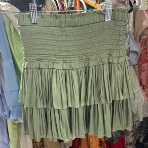 Stylish Green Tiered Mini Skirt
